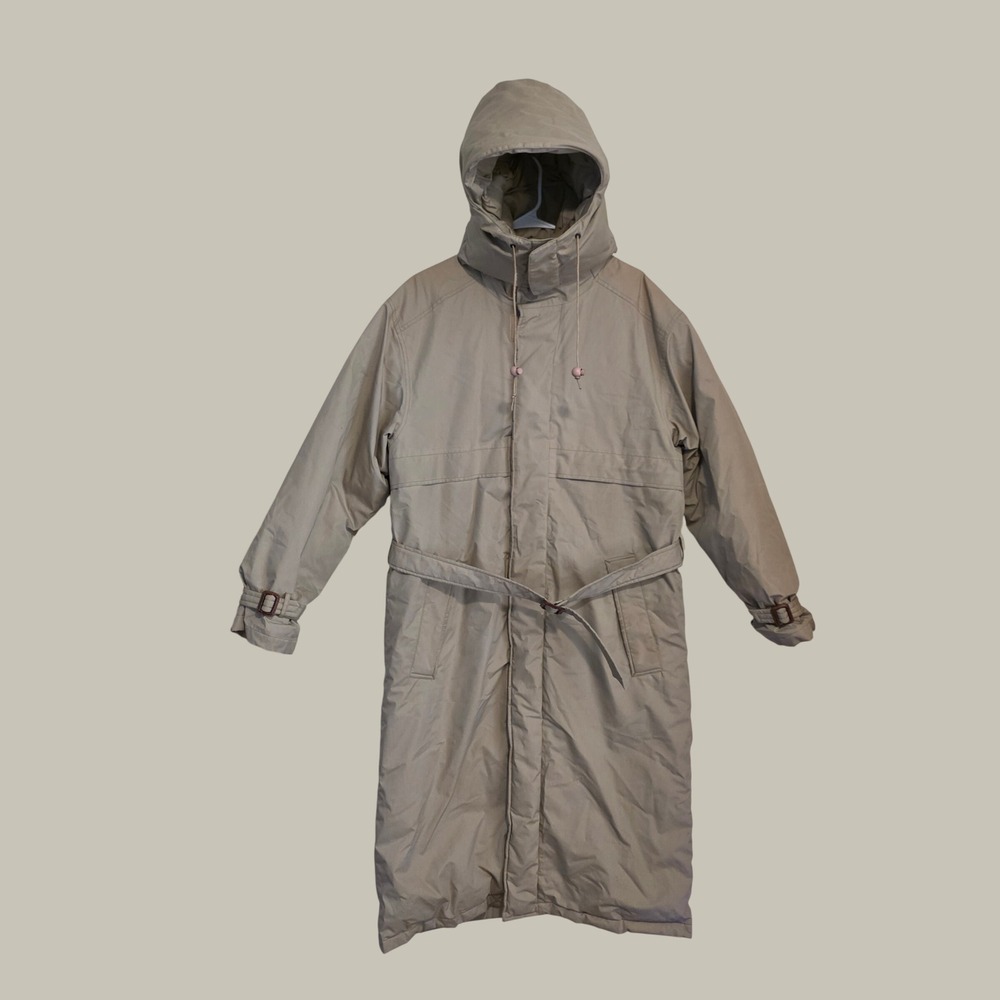 Eddie Bauer Mens Goose Down Trench Coat Parka Size Small Gore Tex Belted Long